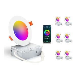 Cloudy Bay Smart WiFi 4" LED Recessed Lights 6-Pack RGB Alexa Google